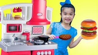 Hana Pretend Play w/ Hamburger & Hotdog Kitchen Food Cooking Kids Toys