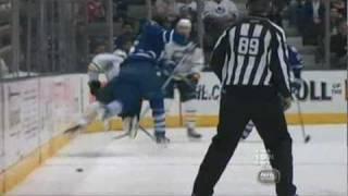 Dion Phaneuf nails Mark Parrish