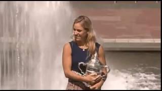 Angie posing with the US Open trophy