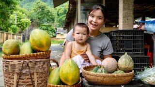 2 Days 17 year old single mother gardening - Harvesting pumpkins & papayas to sell at the market