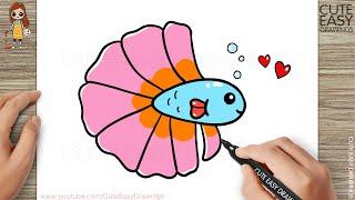 How to Draw a Cute Betta Fish - Easy