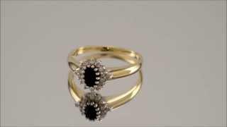 9ct Gold 15pt Diamond And Sapphire Cluster Ring - D6755