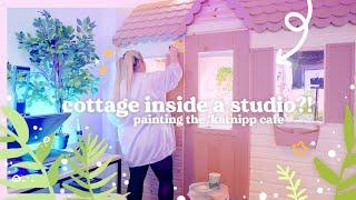 STUDIO VLOG   Building a cottage inside a studio ~ Painting the Katnipp Cafe