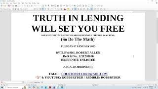 TRUTH IN LENDING WILL SET YOU FREE