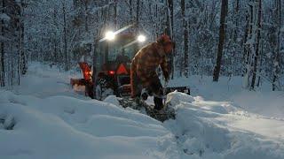 641 Winter Adventure At The Off Grid Cabin. Part 2 . Kubota LX2610. Oregon CS325 Battery Chainsaw.