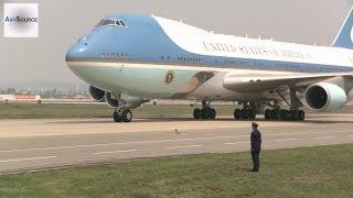 Air Force One Boeing 747 Lands at Osan Air Base, Korea.