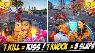 1 Kill = 1Kiss  Vs 1 Knock = 5 Slap  Challenge | Last Zone 40 Player Alive - ||  Free Fire ||