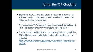 Minnesota Housing: Tenant Selection Plan Tutorial