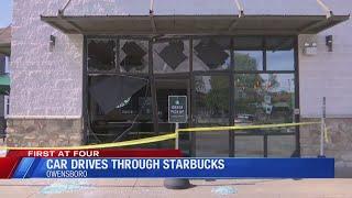 Car drives through Owensboro Starbucks