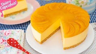 CHEESECAKE DE MELOCOTÓN O DURAZNO SIN HORNO | POSTRE FÁCIL | Quiero Cupcakes!