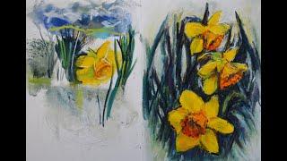 SAA Step by step Daffodils Unison pastels & water