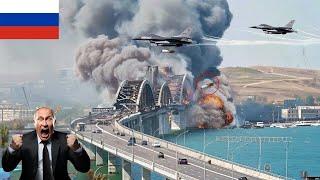 World shocked! Ukrainian F-16 fighter jet drops 15-ton bomb on Krusk bridge