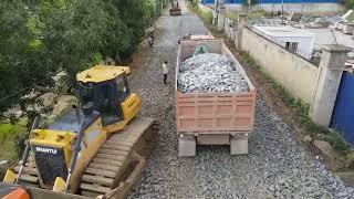 SHANTUI Dozer process building road with Long Dump trucks | Machine Kh