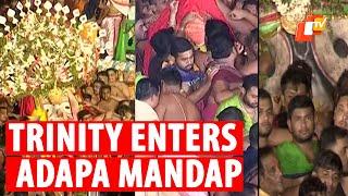 Watch: Lord Jagannath & His Siblings Ushered Into Gundicha Temple’s Adapa Mandap