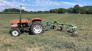 Tedding 3rd cut alfalfa/grass hay