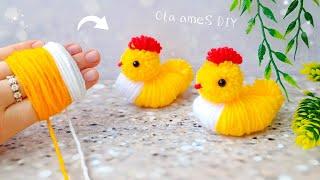  It's so Cute ️ Super Easy Chicken Making Idea with Yarn - DIY Woolen Toys - Easter Decor Ideas