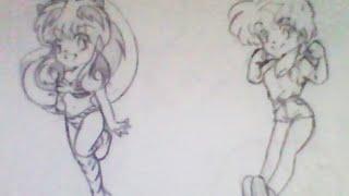 LAMU'  RANMA  e SAILOR MOON  in Versione SUPER DEFORMED - Schizzi a Matita -  crediti agli autori