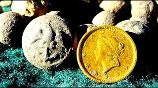 GOLD COIN FOUND at a GOLD RUSH GHOST TOWN! Metal Detecting