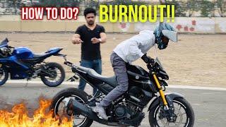 How to do BURNOUTon a motorcycle by Faraz stunt rider #farazstuntrider #bikestunt