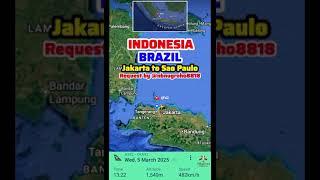 Indonesia to Brazil, Jakarta to Sao Paulo Flight Route, 7-3-2025