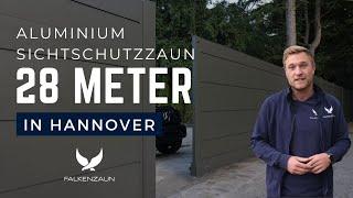 28 Meter Aluminium Sichtschutzzaun mit Schiebetor - Falken Zaun