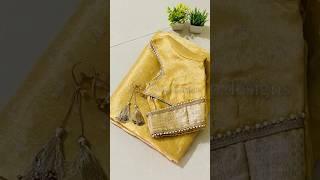 simple golden saree with blouse #silksaree #blousedesign #sareelove