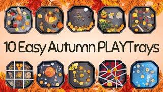 10 Autumn Tuff Tray Easy Ideas | Nature-Inspired Play Trays with Pumpkins, Leaves, & Pinecones