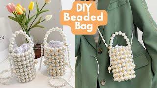 DIY VINTAGE PEARLS BEADED BAG // HOW TO MAKE PEARLS BUCKET BEADED BAG // BEGINNER FRIENDLY