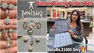 Tanishq Diamond Earrings Pendant Set Just Rs.21000Starts|Tanishq Light Weight Gold Earrings Designs