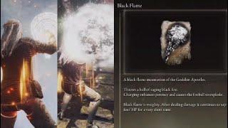 Elden Ring Black Flame Spell Demonstration HP Draining Fireball