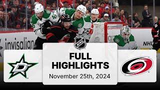 NHL Highlights | Stars vs. Hurricanes | November 25, 2024