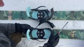 Skis built for snowboard bindings