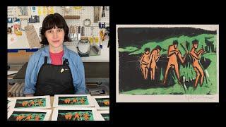 Artist Demonstrating Ernst Ludwig Kirchner’s Color Woodcut Technique