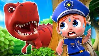 Baby Police vs Giant T-Rex  | Big Monster Song | NEW Nursery Rhymes & Funny Cartoon For Kids