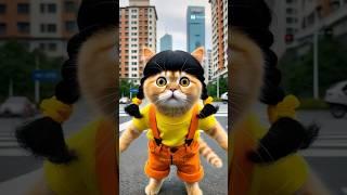 Cute Cat Became a Squid Game Doll  #cat #cartoon #funny