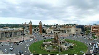 Walking tour from Plaça d'Espanya   to The Magic Fountain of Montjuïc, Barcelona, Spain [4K]