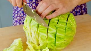 ¡Cocino este repollo todos los días! ¡Está delicioso y aromático! Una nueva forma de cocinarlo.