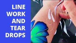 Face Painting Class Line work and tear drops brush strokes and how to hold your face painting brush