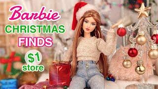 Barbie Doll CHRISTMAS Finds! Dollar Store Haul + Decorating for the Holidays