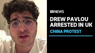 Activist Drew Palvou arrested outside London's Chinese embassy | ABC News