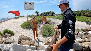 CRAZY Catch at Dangerous Jetties Made Her Do This!