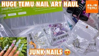 Huge Temu Nail Haul | Affordable Nail Products | Full Cover Tips, Charms, Gel & More | Junk Nails