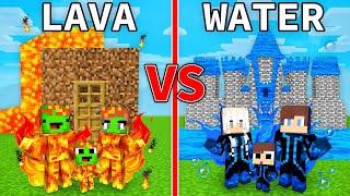 Mikey LAVA vs JJ WATER FAMILY Survival Battle in Minecraft (Maizen)