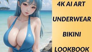 4K AI DAILY ( 1 GIRL  UNDERWEAR IN THE Seaside ) LOOKBOOK AMAZING | The Cute Girl Style video