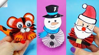 3 DIY christmas moving toys | Easy paper crafts | 5 minute crafts christmas