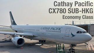 Cathay Pacific CX780 Surabaya - Hong Kong Airbus A330-300 Economy Class Flight Report (2024)