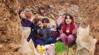 New Year's celebration of a pregnant mother and her children with the help of a videographer