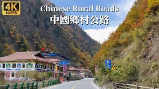 Driving on a rural road in Sichuan, China, Step into a colorful fairy tale world - 4K