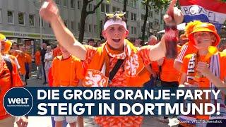 EM 2024: Niederlande gegen England! Holländer feiern große Oranje-Party mit Fanmarsch in Dortmund