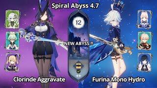C0 Clorinde Aggravate & C0 Furina Mono Hydro - NEW Spiral Abyss 4.7 Floor 12 Genshin Impact